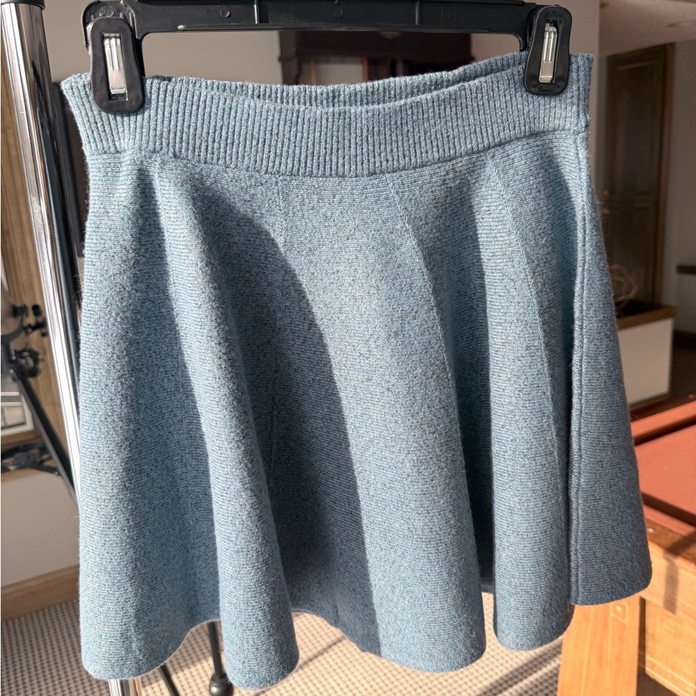 Free People Textured Blue Skater Skirt